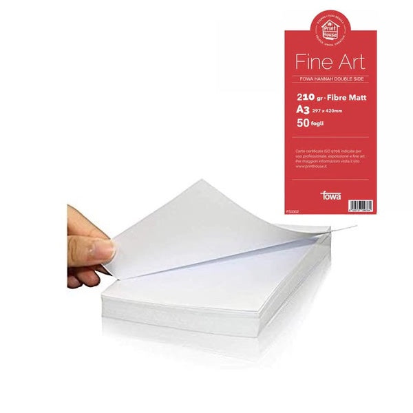 Fowa Carta per stampante Inkjet Fronte/Retro A3 210gr. Fibre Matt Conf. 50 Fogli FS3302 Fowa Carta per stampante Inkjet Fronte/Retro A3 210gr. Fibre Matt Conf. 50 Fogli FS3302